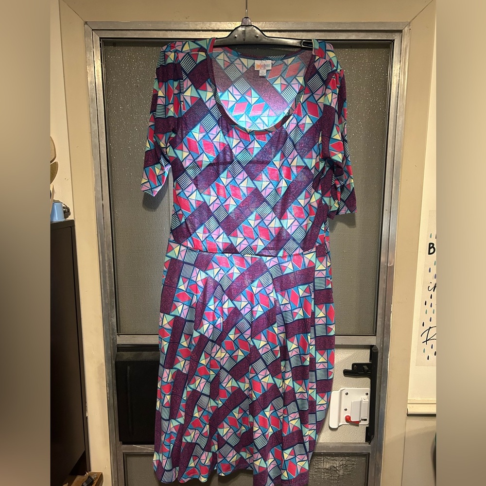 **2/$20** LuLaRoe Purple and Pink Geometric Nicole Dress
